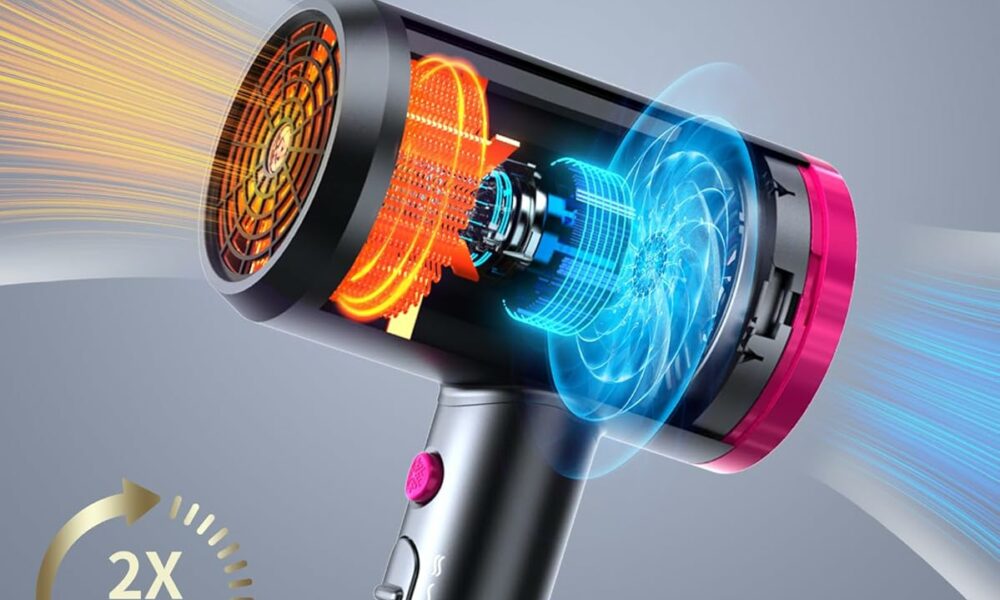 Hair Dryer with Diffuser for Curly Hair, 1800W Ionic Blow Dryer for Women & Men, Fast-Drying, Lightweight, Low Noise, Hair Care Styling Tool for Home, Travel Grayish-black product image