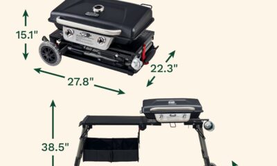 Cuisinart Prep ‘N Go Folding Gas Grill, Portable Stand-Up Propane Grill with Compact Fold and Storage Tote, Wheels and Side Table, 18,000 BTUs for Camping, Tailgating, Outdoor Cooking product image