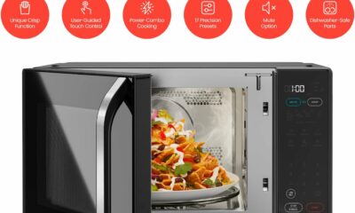 Chefman MicroCrisp Countertop Digital Microwave Oven, Unique "Cook & Crisp" Power Combo, 1.0 Cu Ft, Dual-Cook 1000W Microwave + 1500W Crisper, 6 Touch Presets, Digital Display, Stainless Steel Handle 1.1 Cu. Ft - MicroCrisp product image