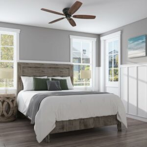 Honeywell Ceiling Fans Glen Alden, 52 inch Classic Flush Mount Indoor Ceiling Fan with No Light, Pull Chain, Quick-2-Hang Dual Finish Blades, Reversible Motor - 50516-01 (Oil Rubbed Bronze)