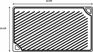 Lodge Reversible Cast Iron Grill/Griddle – 9.5 x 16.75 Inch Pre-Seasoned Cooking Surface – Flat & Ribbed Sides – Use on Stove, Grill, or Campfire – Made in the USA – Heavy-Duty, Black 16.8" x 9.5" x 0.6" Double Burner Grill