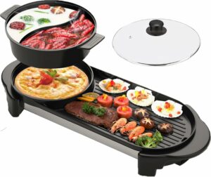 GOOTRIMY Electric Hot Pot & Grill 1200W Dual-Temp