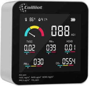 Coiliiot Air Quality Monitor CO2 HCHO TVOC PM2.5/PM10 Detector