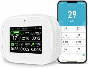 Bcetasy 18-in-1 Air Quality Monitor with AQI, CO2, PM2.5, TVOC